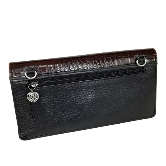 Brighton Gwynevere Wallet Clutch Black Croco Embossed Leather Bifold Travel - Picture 2 of 9